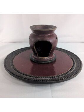 Partylite Moroccan Spice Aroma Wax Warmer Set Plate 12.5" Garden Tray Red RETIRE